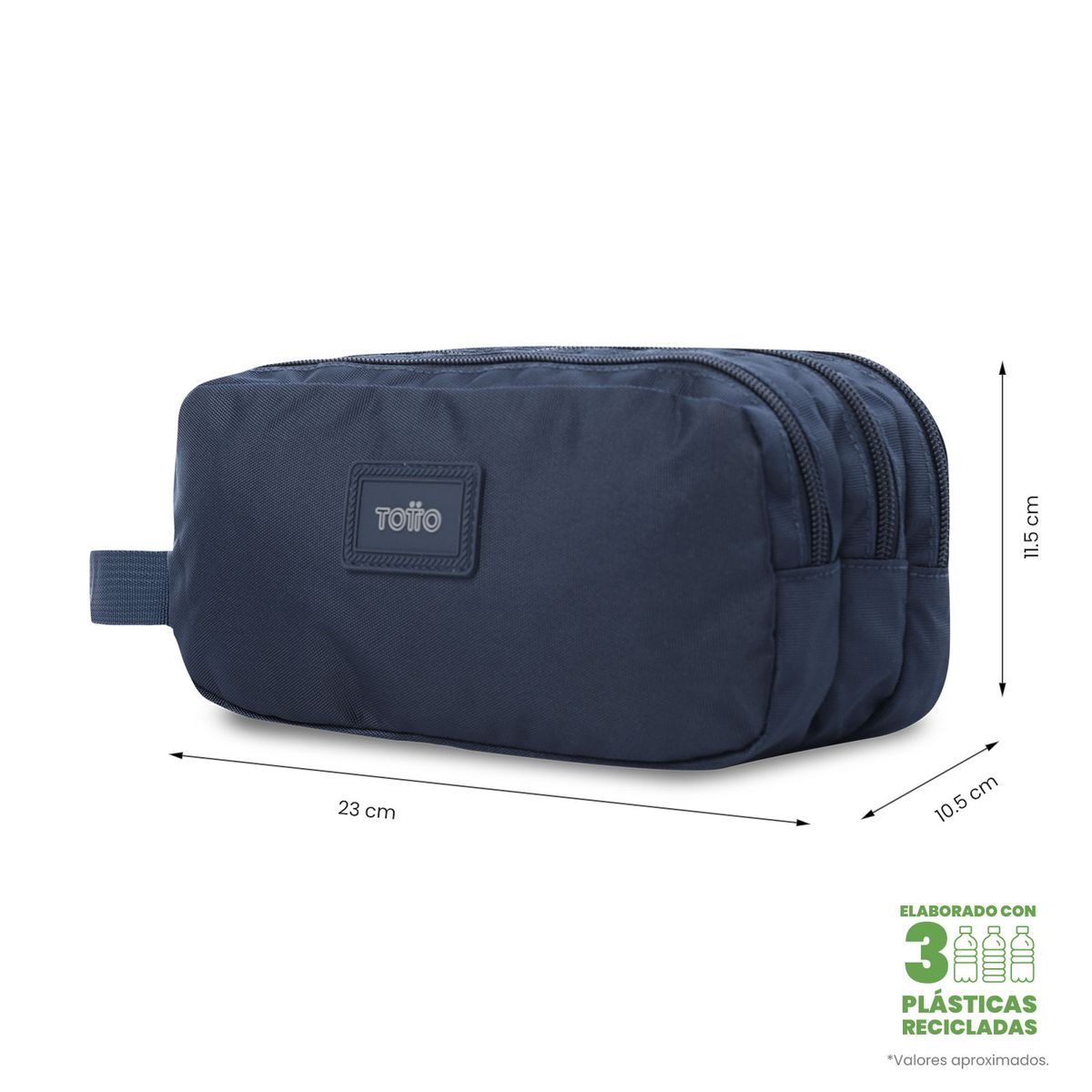 TOTTO - Multiuso Cartuchera Triple Bolsillo Rpet Trik 5 Azul Totto