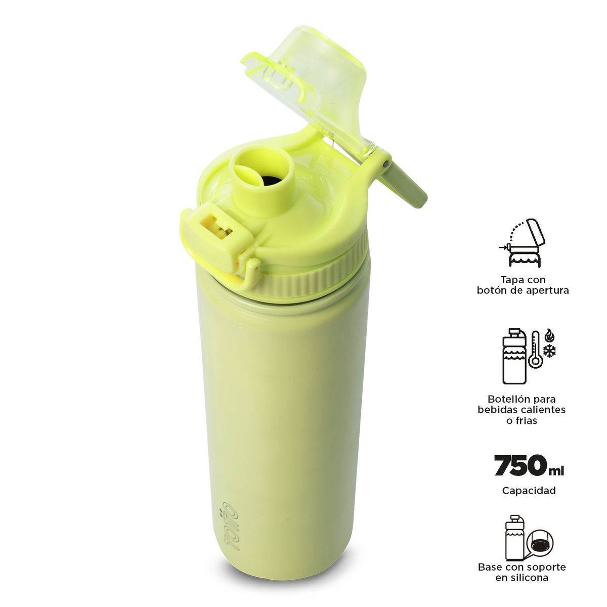 TOTTO - Termo Botella Térmica y Pitillo Jet 750Ml Verde Unisex Totto