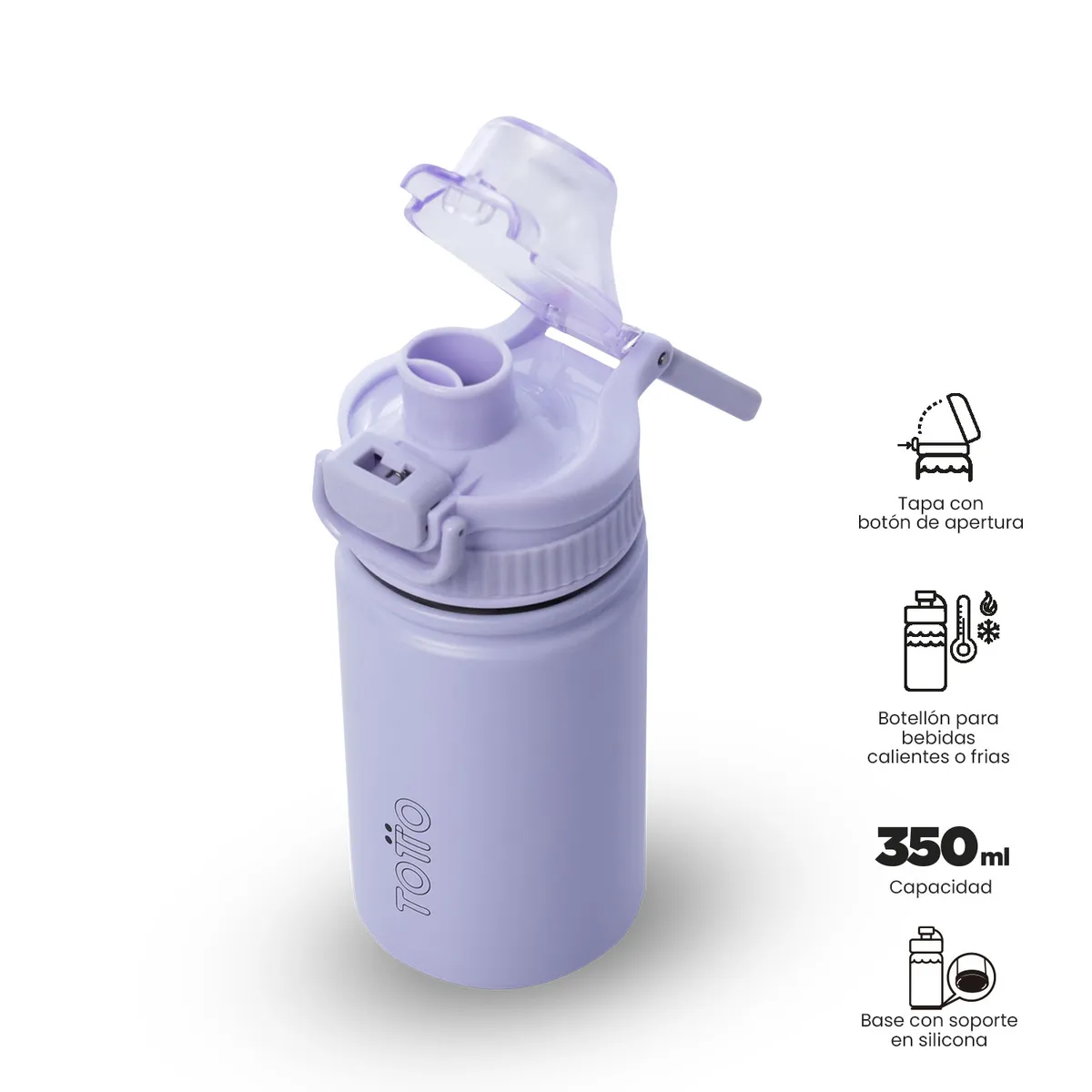 TOTTO - Termo Botella Térmica Agua Jet  350Ml Negro Hombre Totto