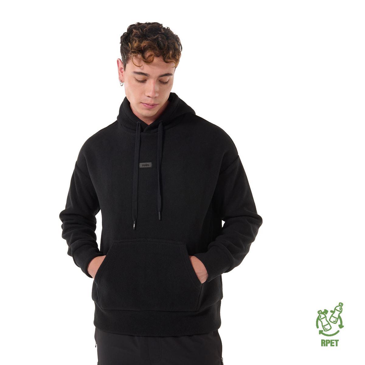 TOTTO - Buzo Tipo Hoodie Con Capota Overo Negro Para Hombre Totto