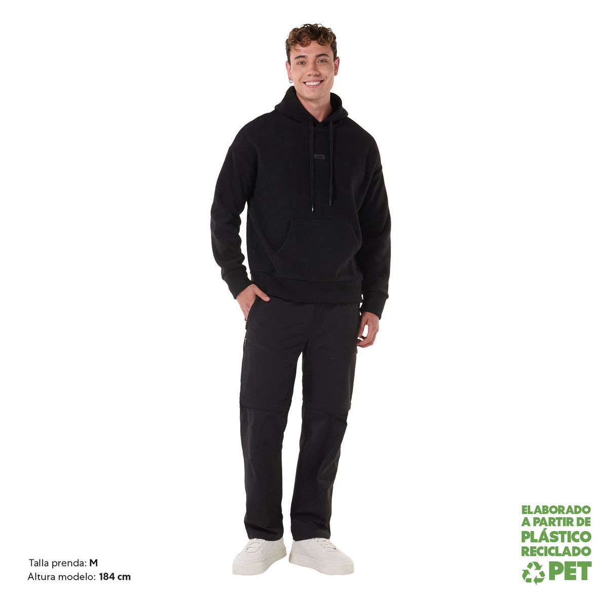 TOTTO - Buzo Tipo Hoodie Con Capota Overo Negro Para Hombre Totto