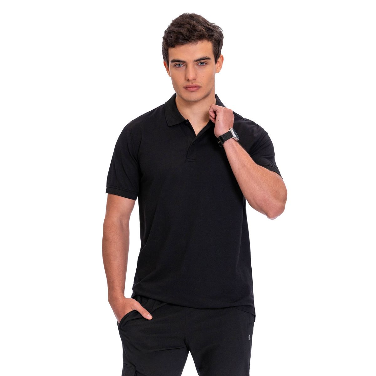 TOTTO - Camiseta Tipo Polo Spencer Negro Para Hombre Totto