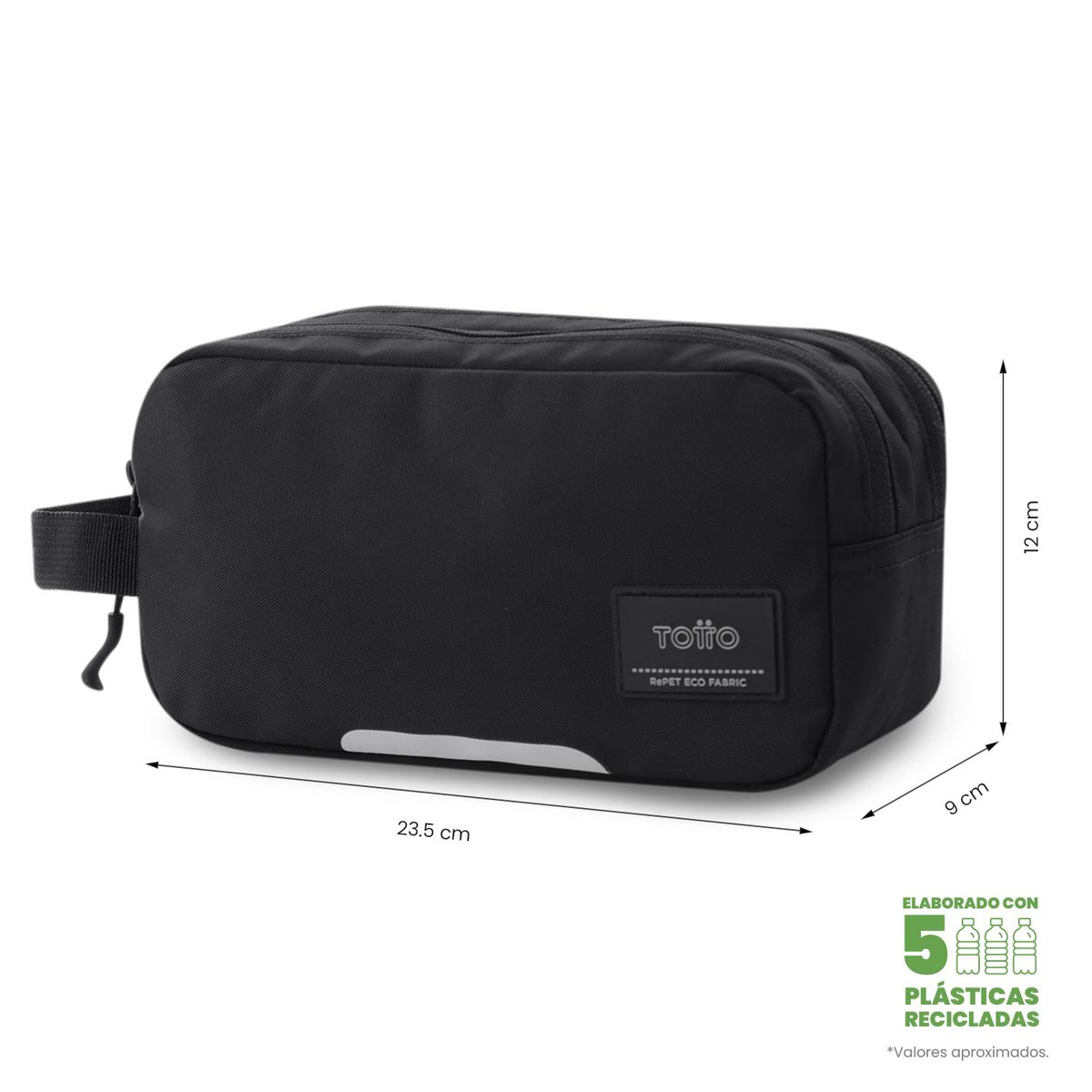 TOTTO - Multiuso Cartuchera Doble Bolsillo Rpet Marañon Negro Totto