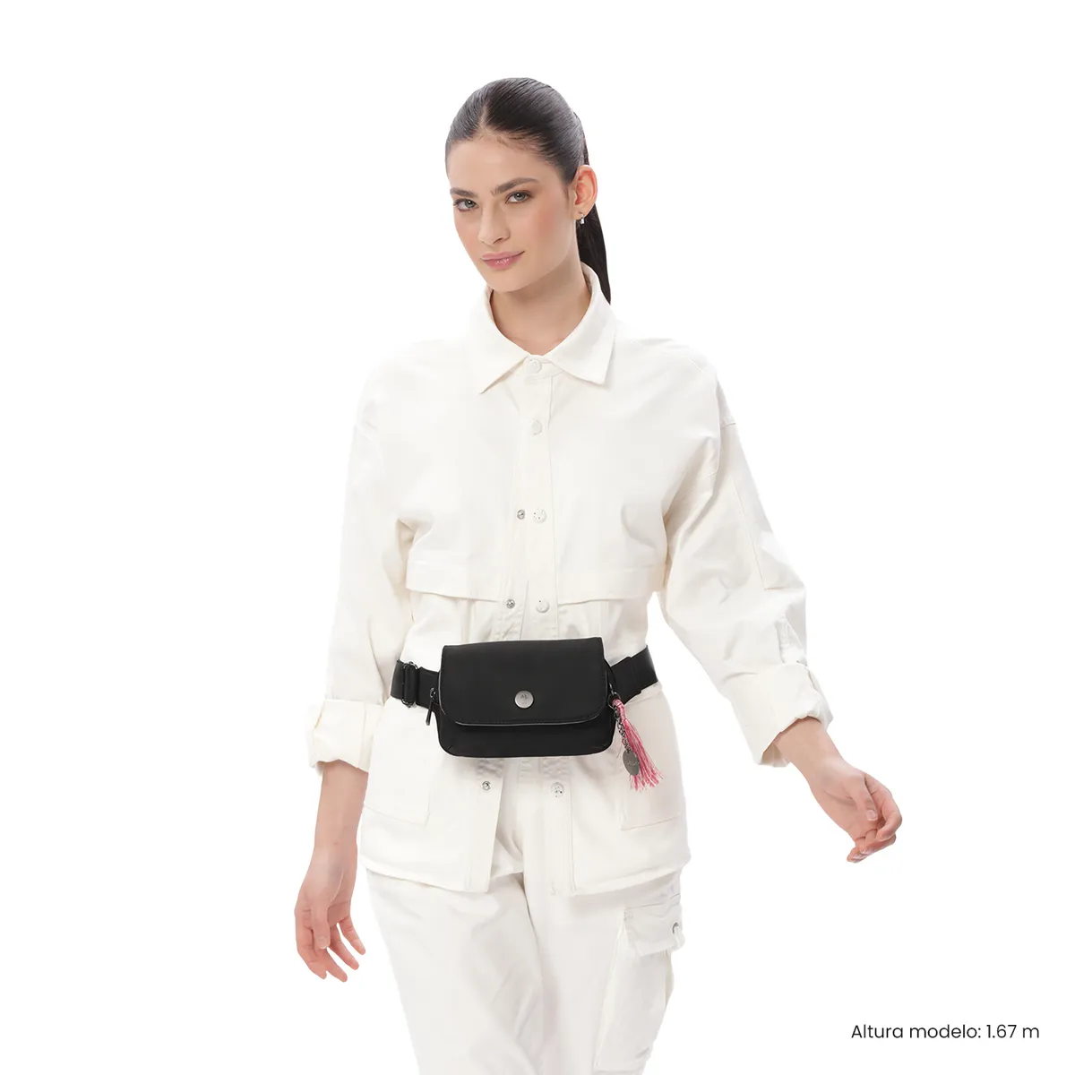 TOTTO - Canguro Riñonera Doble Bolsillo Corneana Negro Mujer Totto