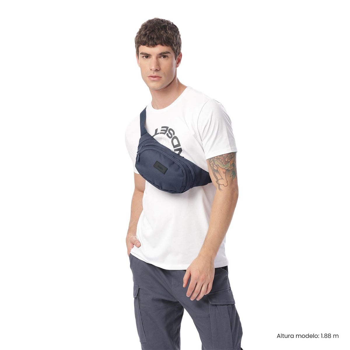 TOTTO - Canguro Riñonera Doble Bolsillo Pompetto Azul Unisex Totto