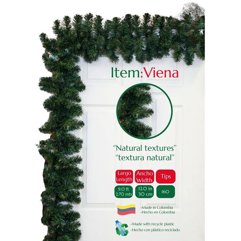 GENERICO - Guirnalda Navidad Gruesa Viena 2.70 Mts 160 Puntas