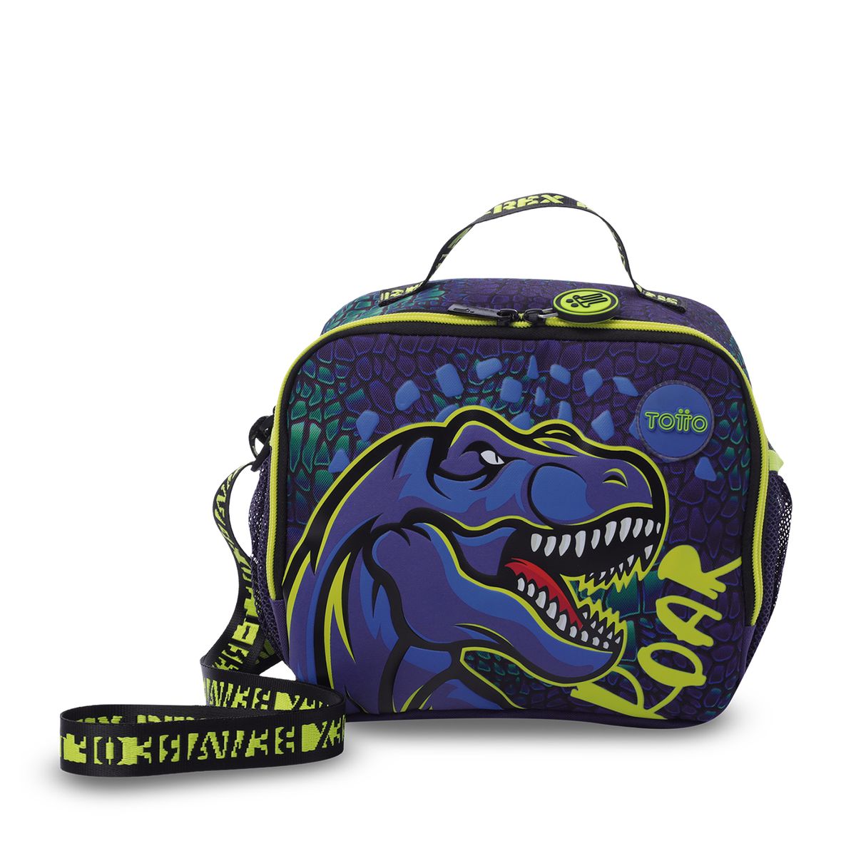 TOTTO - Lonchera Con Porta Comidas Dino Rock L Azul Niño Totto