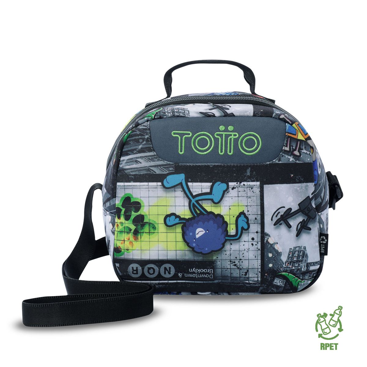 TOTTO - Lonchera Con Porta Comidas Borrador Negro Hombre Totto