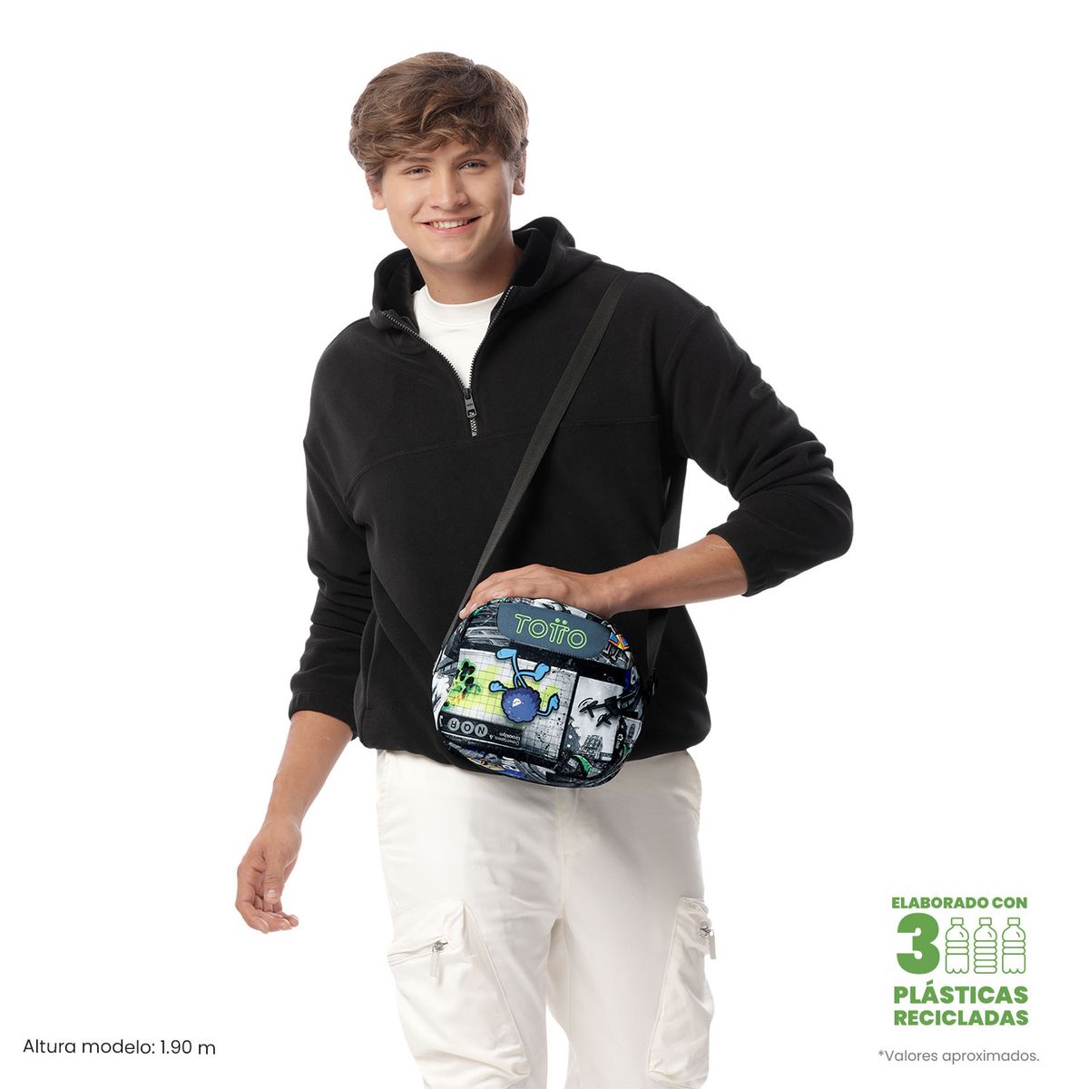 TOTTO - Lonchera Con Porta Comidas Borrador Negro Hombre Totto