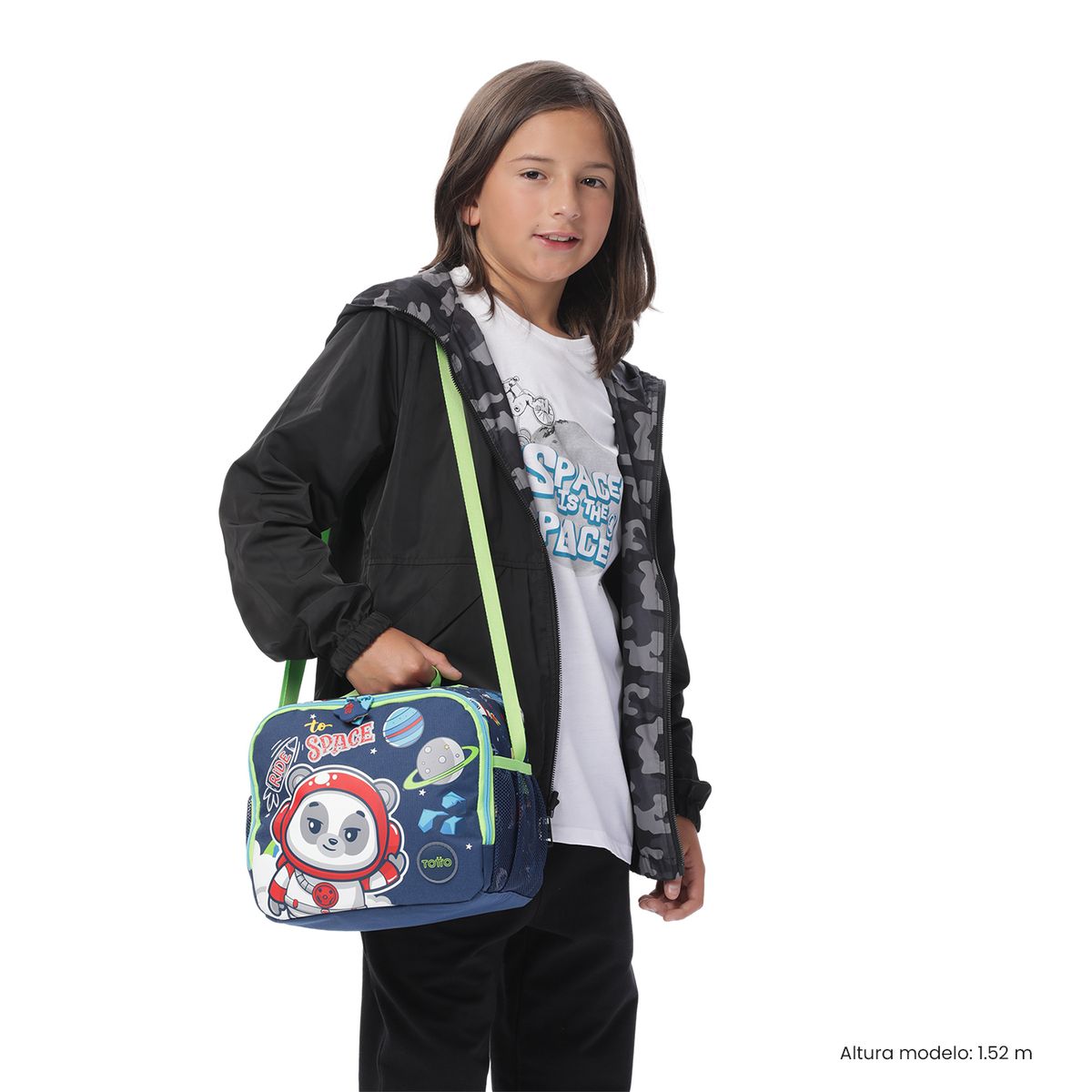 TOTTO - Lonchera Con Porta Comidas Panda Space L Azul Niño Totto