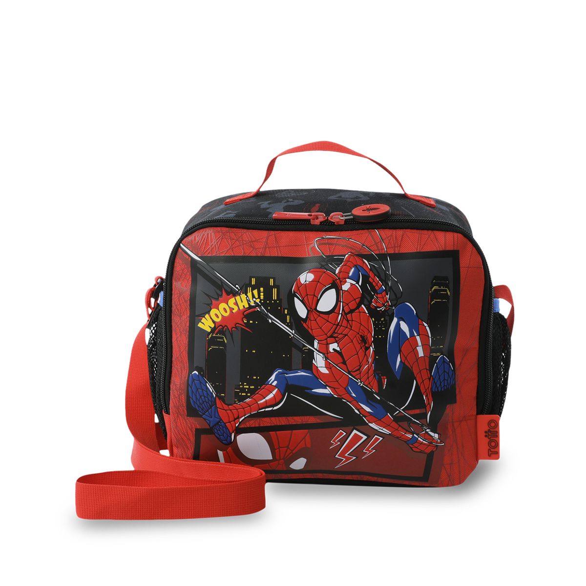 TOTTO - Lonchera Con Porta Comidas Spiderman Hero L Negro Niño Totto
