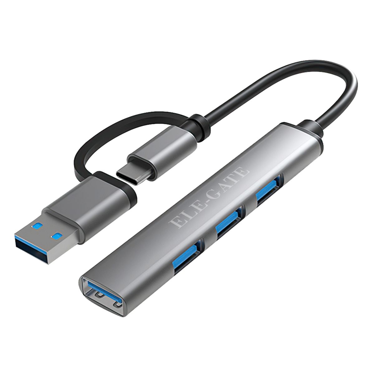 XUE - Hub Multipuertos 2 En 1 Tipo C Y Usb 3.0 De 4 Puertos