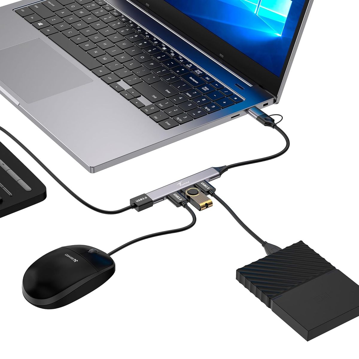 XUE - Hub Multipuertos 2 En 1 Tipo C Y Usb 3.0 De 4 Puertos