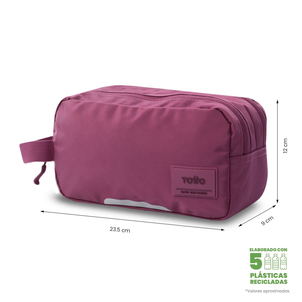 TOTTO - Multiuso Cartuchera Doble Bolsillo Rpet Marañon Rosado Totto