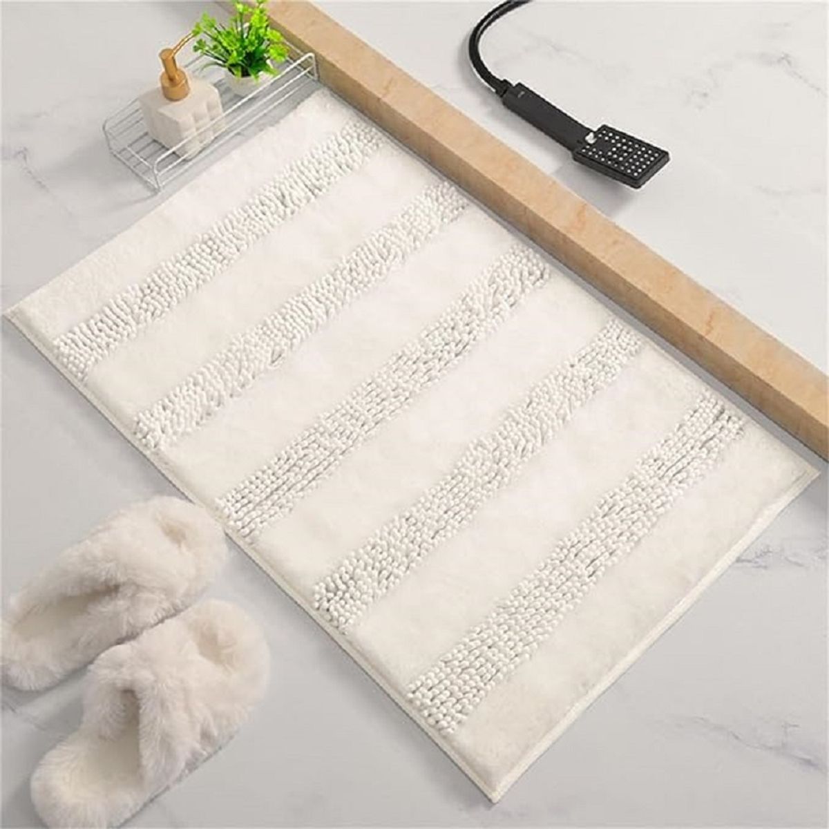 MITAPETE COM - Alfombra Tapete Pie De Cama Entrada Antideslizante 50 X 80cms Blanco