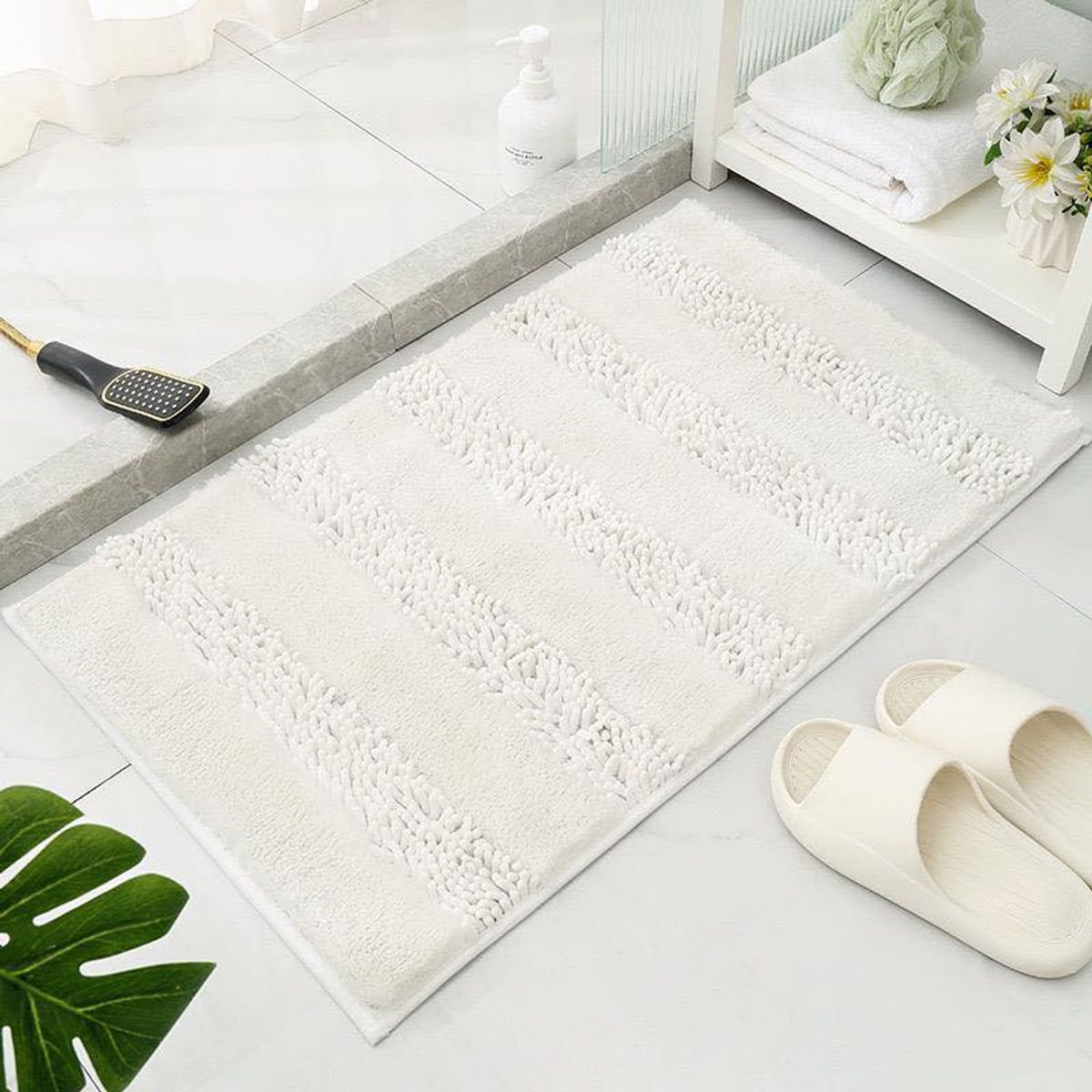 MITAPETE COM - Alfombra Tapete Pie De Cama Entrada Antideslizante 50 X 80cms Blanco