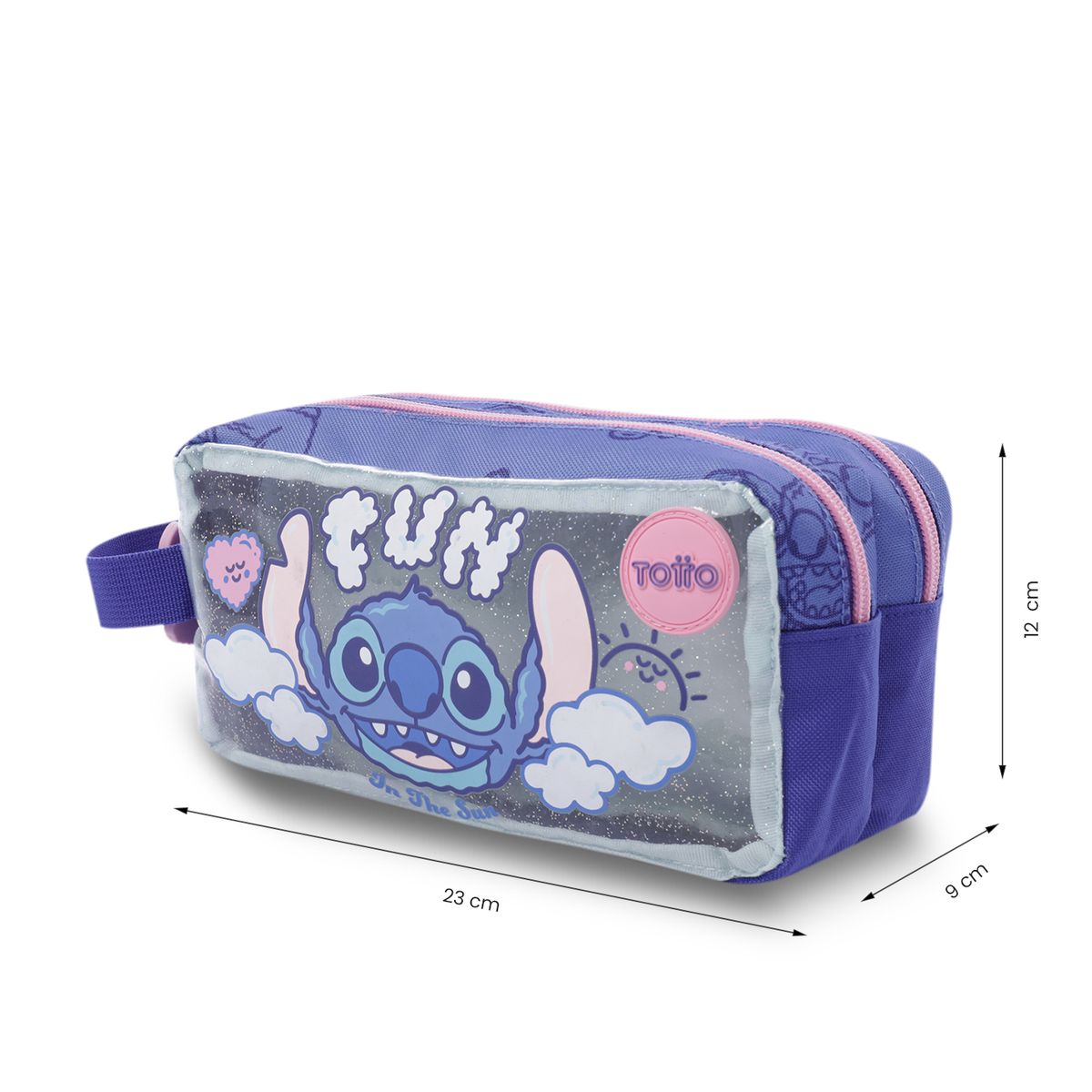 TOTTO - Cartuchera Multiuso Escolar 2 Cuerpos Stitch On Azul Totto