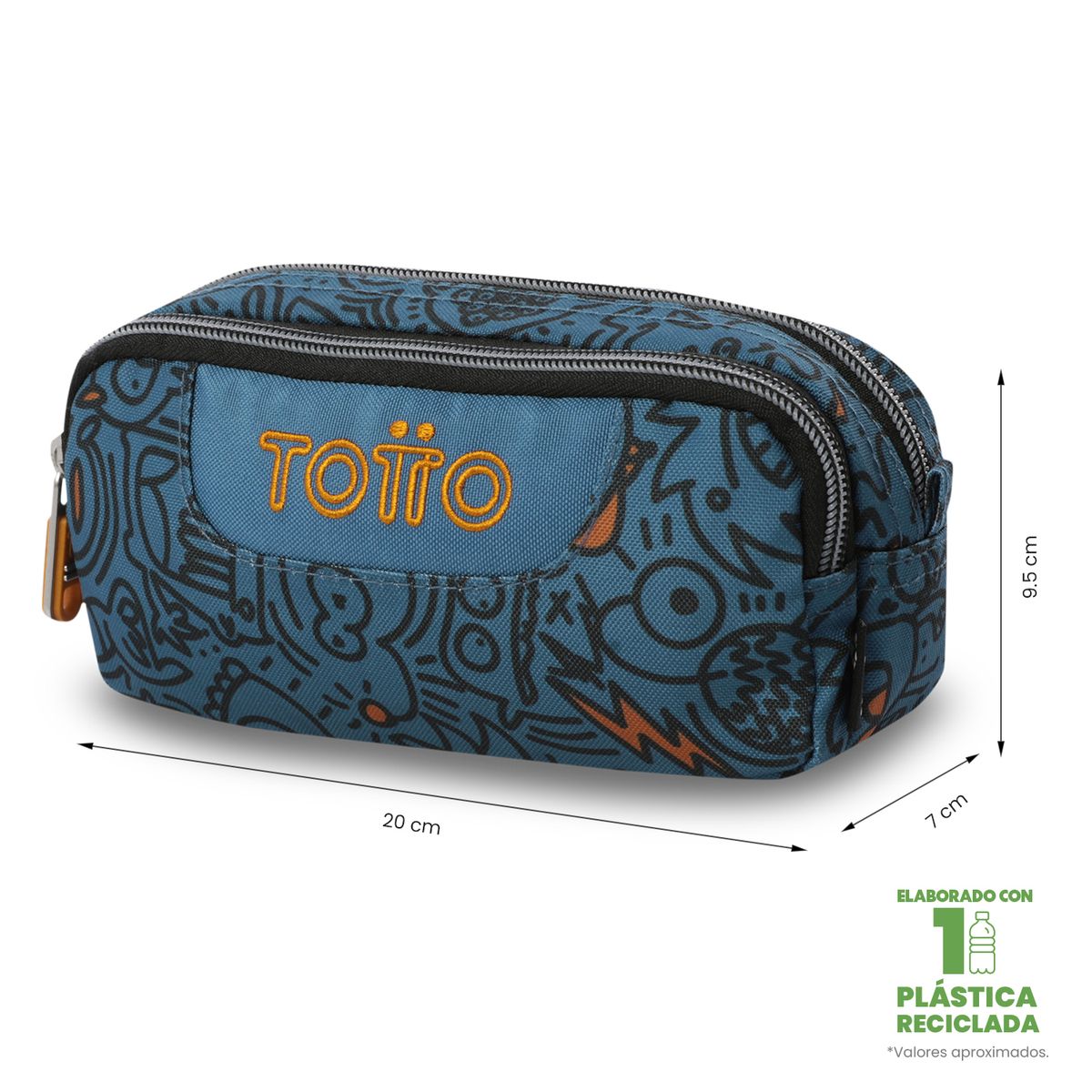 TOTTO - Cartuchera Multiuso Escolar Sobre Hombre Azul Totto