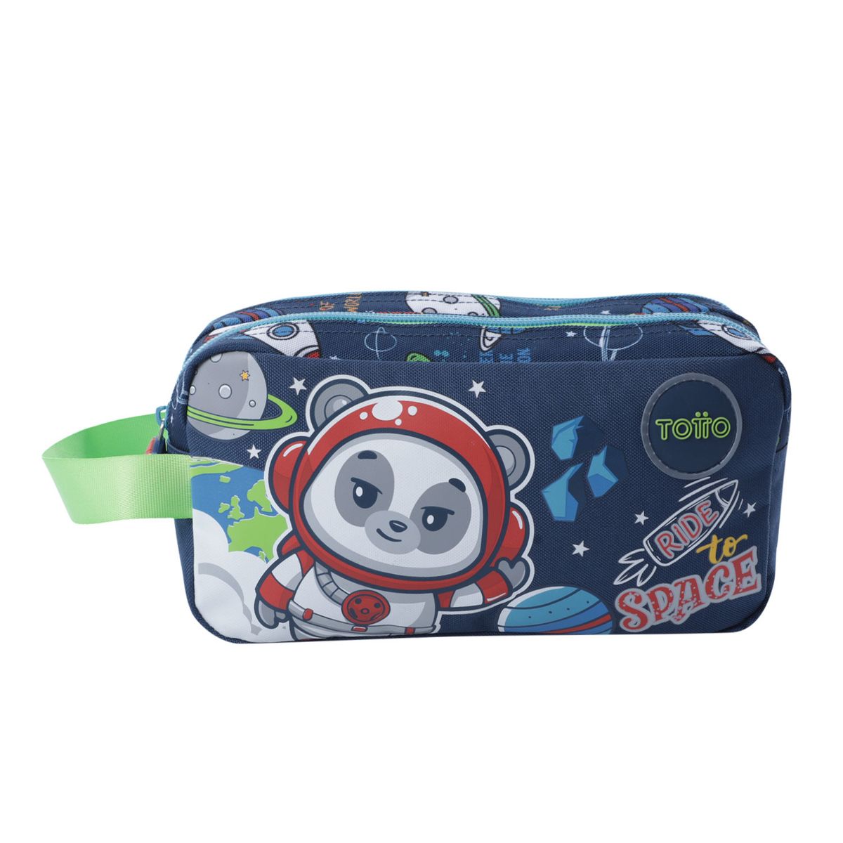 TOTTO - Cartuchera Multiuso Escolar 2 Cuerpos Panda Space Azul Totto