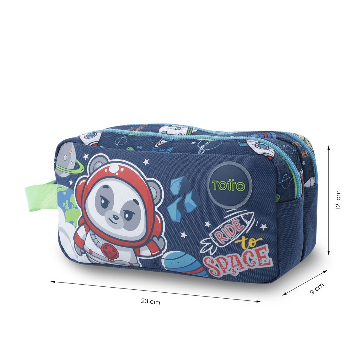 TOTTO - Cartuchera Multiuso Escolar 2 Cuerpos Panda Space Azul Totto