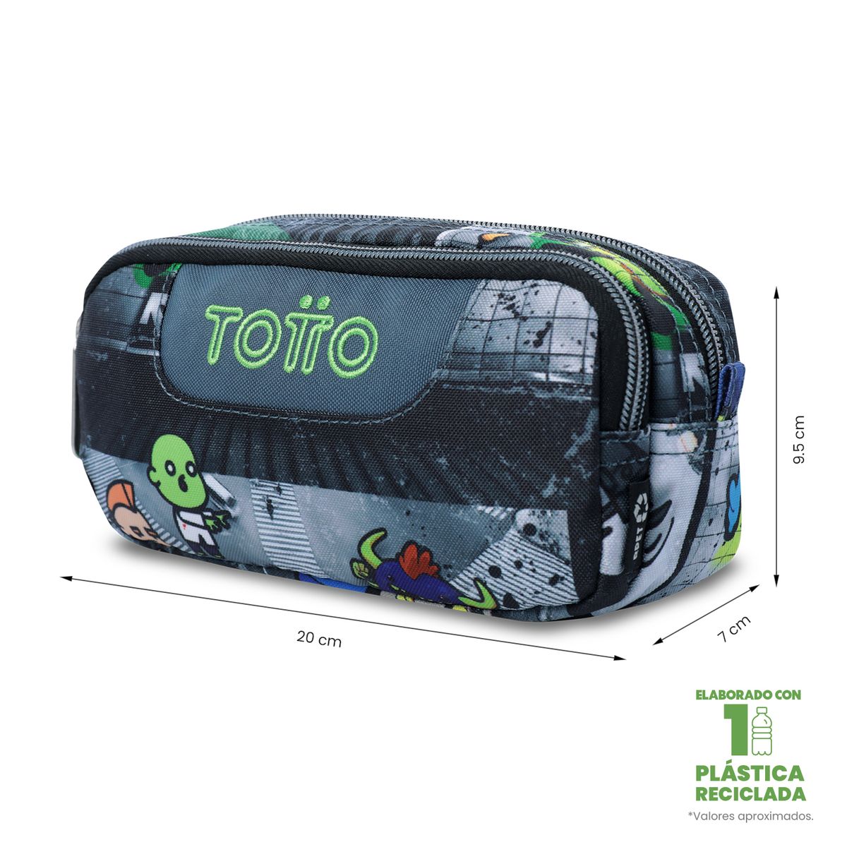 TOTTO - Cartuchera Multiuso Escolar Sobre Hombre Negro Totto