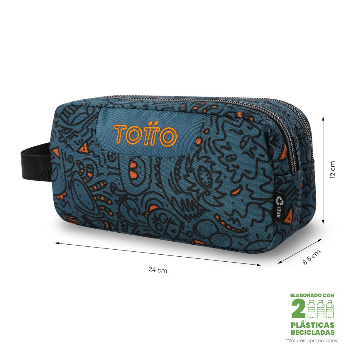 TOTTO - Cartuchera Multiuso Escolar Hombre Escuadra Azul Totto