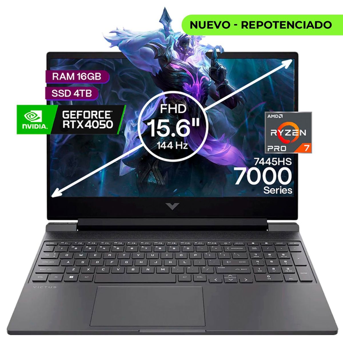 HP - Portátil Gamer Hp Victus AMD Ryzen 7 16GB/4TB RTX 4050 6GB