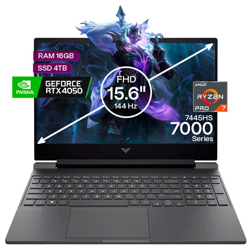 HP - Portátil Gamer Hp Victus AMD Ryzen 7 16GB/4TB RTX 4050 6GB