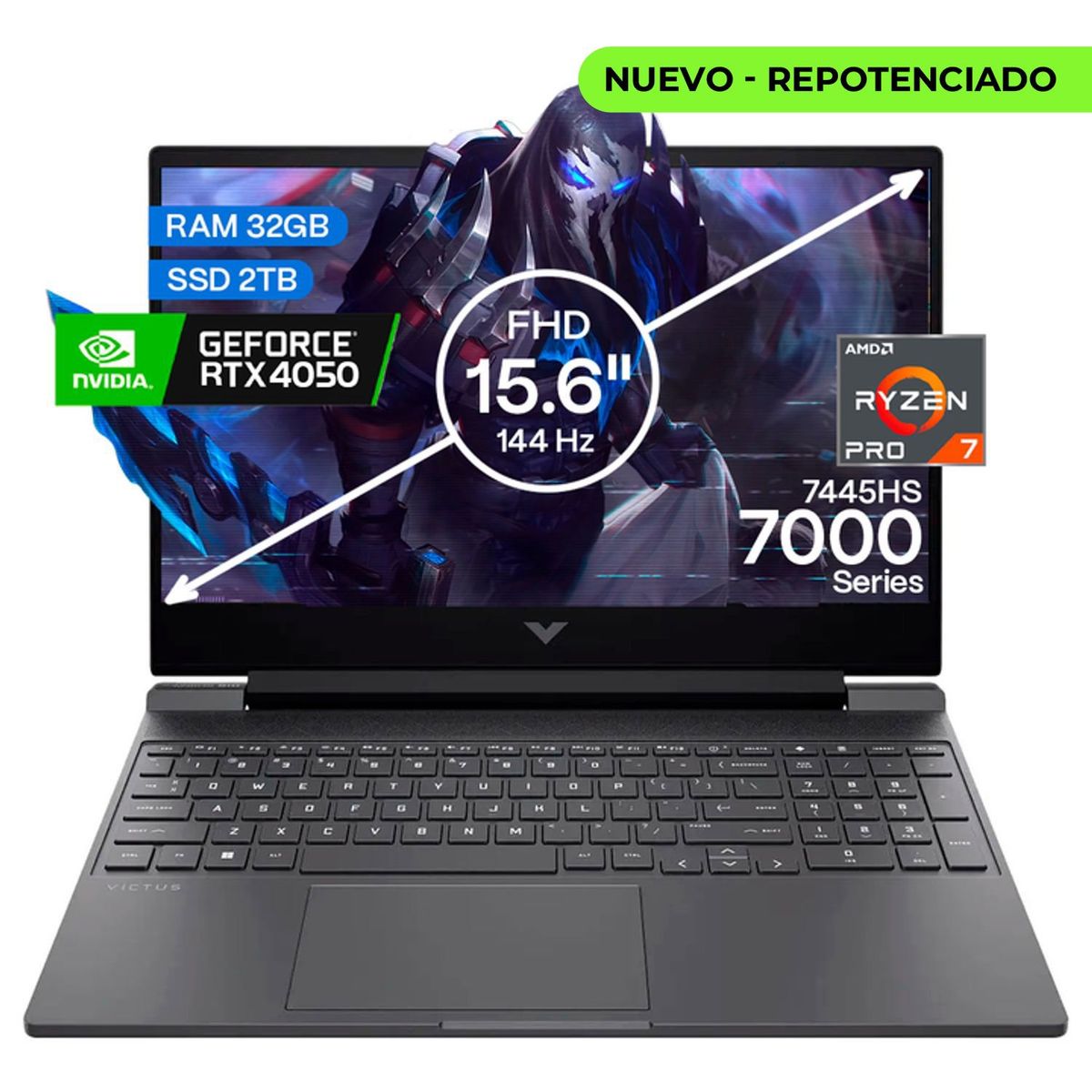 HP - Portátil Gamer Hp Victus AMD Ryzen 7 32GB/2TB RTX 4050 6GB