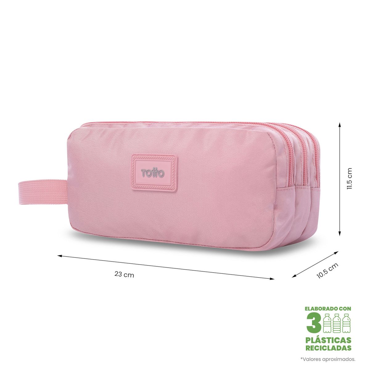 TOTTO - Multiuso Cartuchera Triple Bolsillo Rpet Trik 5 Rosado Totto
