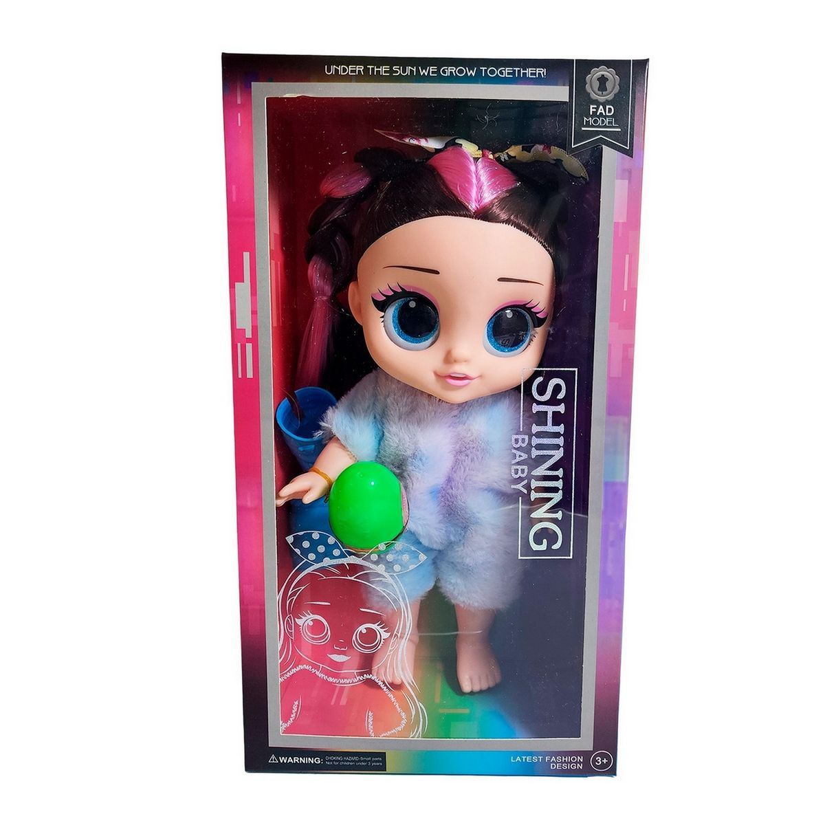 GENERICO - Muñeca Ojos Expresivos Vestido De Peluche + Huevo Sorpresa