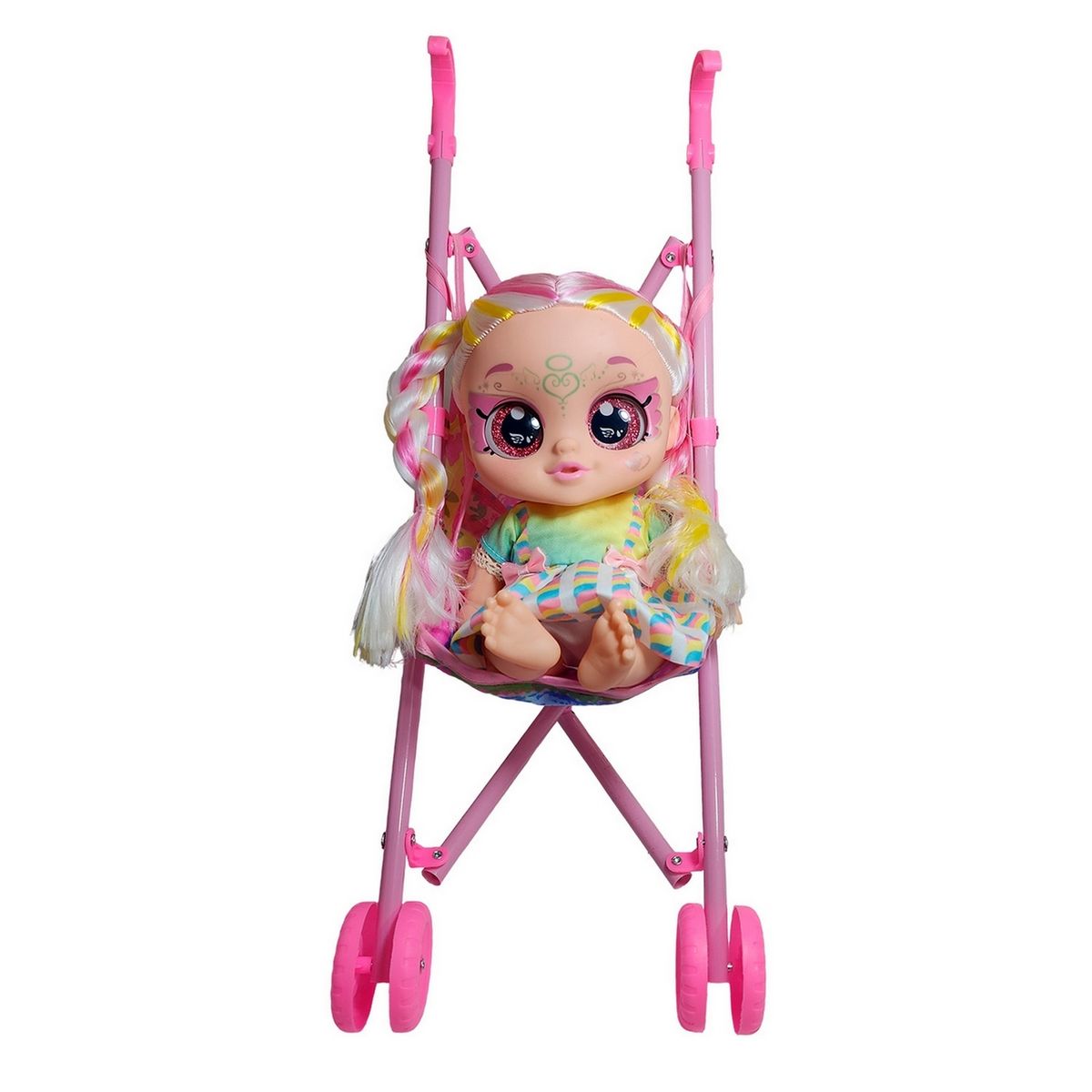 GENERICO - Muñeca Bebe Ojos Expresivos + Coche Juguete Niñas