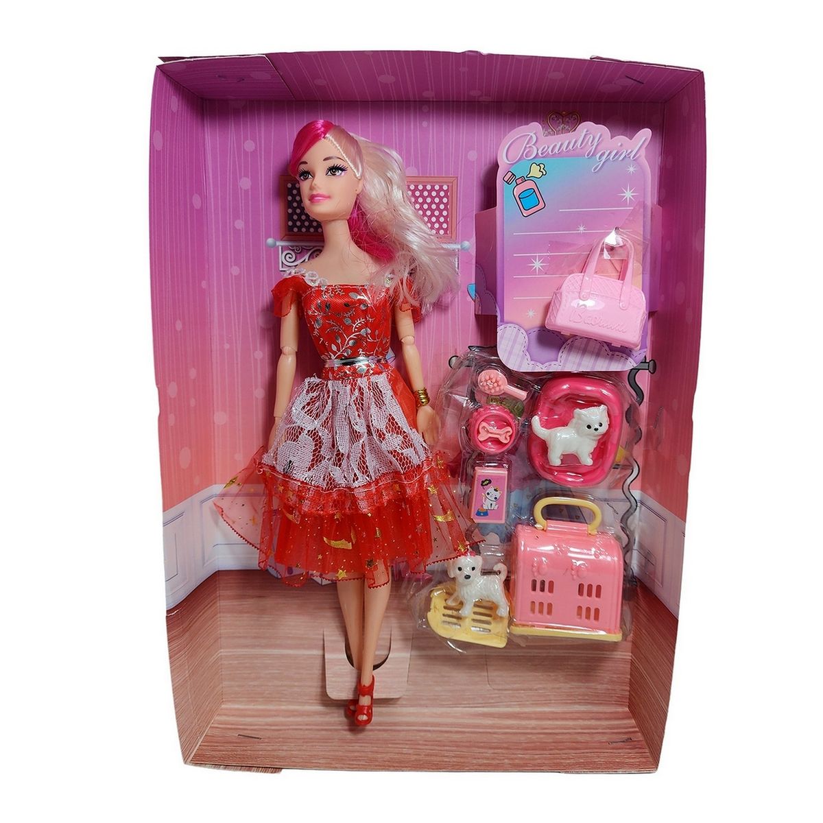 GENERICO - Muñeca Vestido Elegante Con Mascotas Accesorios De Mascotas