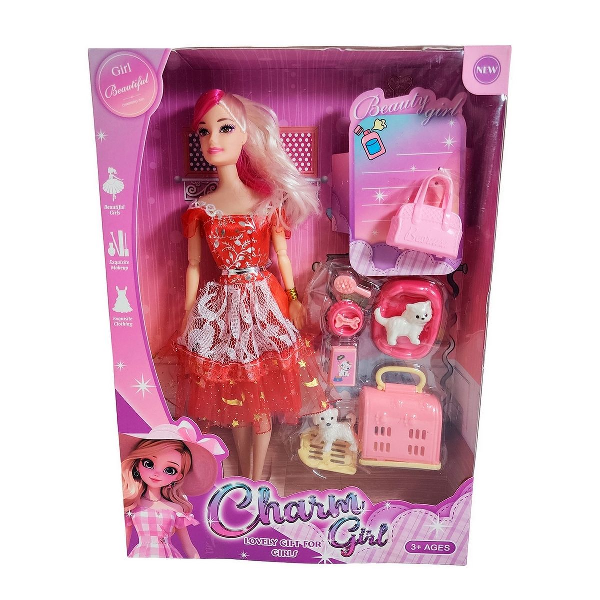 GENERICO - Muñeca Vestido Elegante Con Mascotas Accesorios De Mascotas