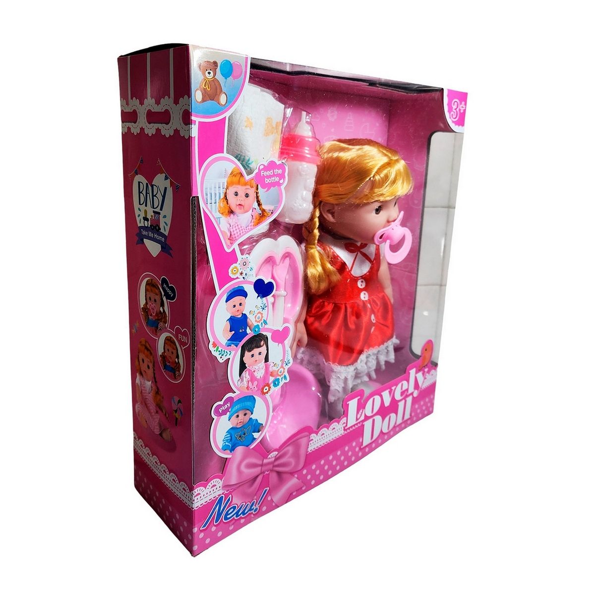 GENERICO - Muñeca Bebe Vestido + Utencilios Pañal Tetero Juguete Niñas