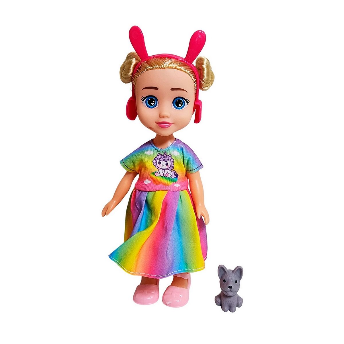 GENERICO - Muñeca Con Vestido Diadema + Mascota Juguete Niñas