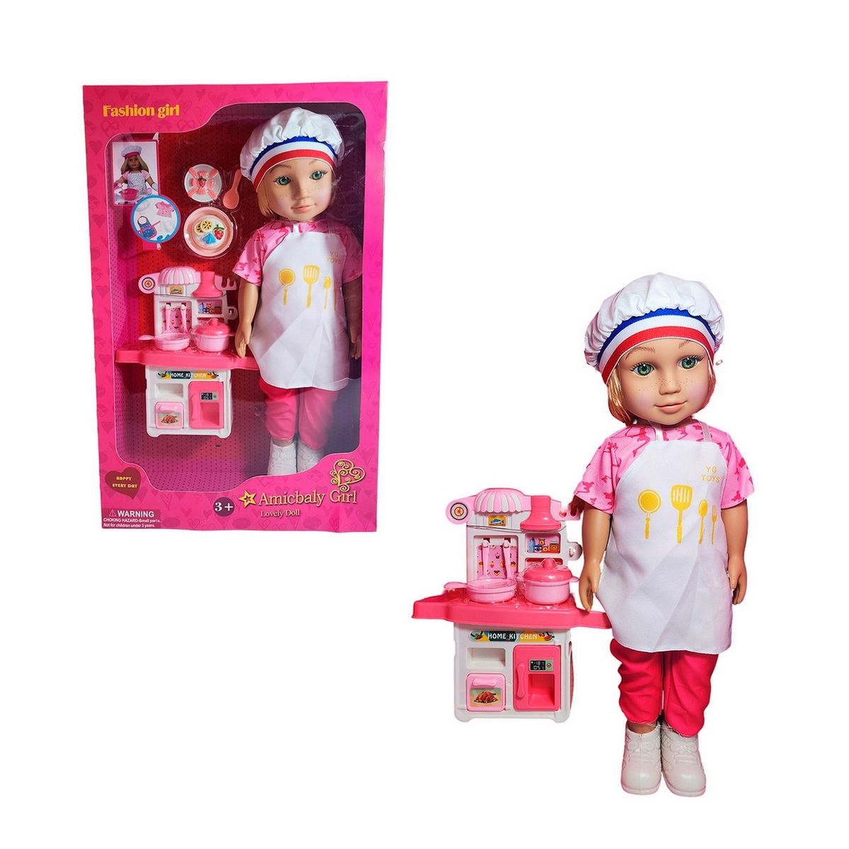 GENERICO - Muñeca Chef Con Cocina + Accesorios De Cocina Juguete Niñas
