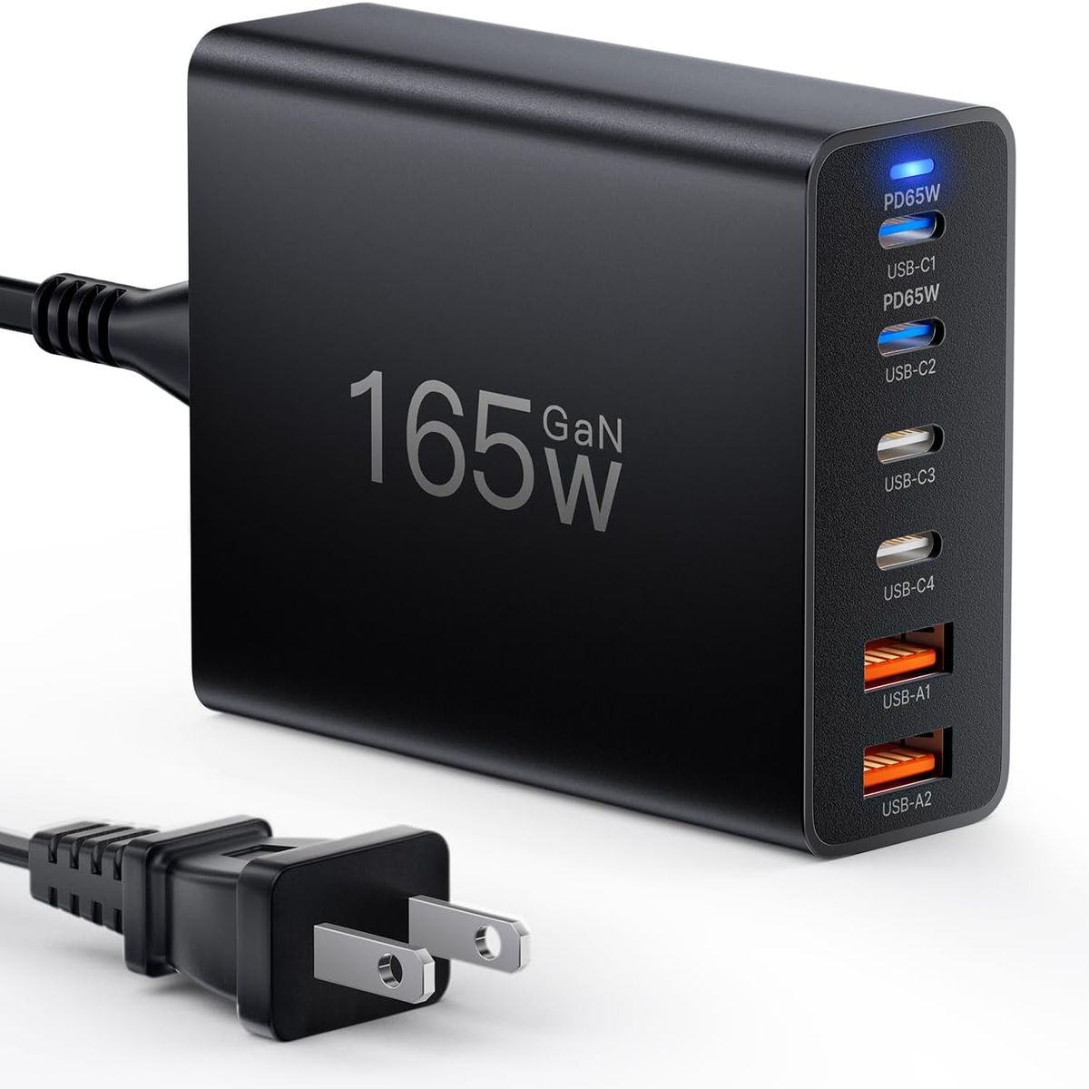 GENERICO - Cargador Rápido 165W Gan (4 puertos Usb C Y 2 Usb A) Estación