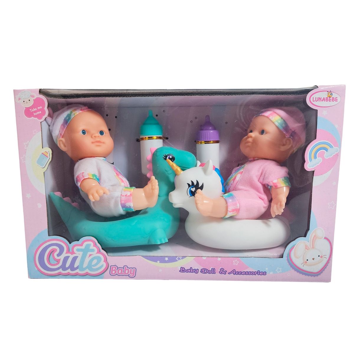 GENERICO - Muñeco Bebe Duo Unicornio Con Flotadores De Unicornio