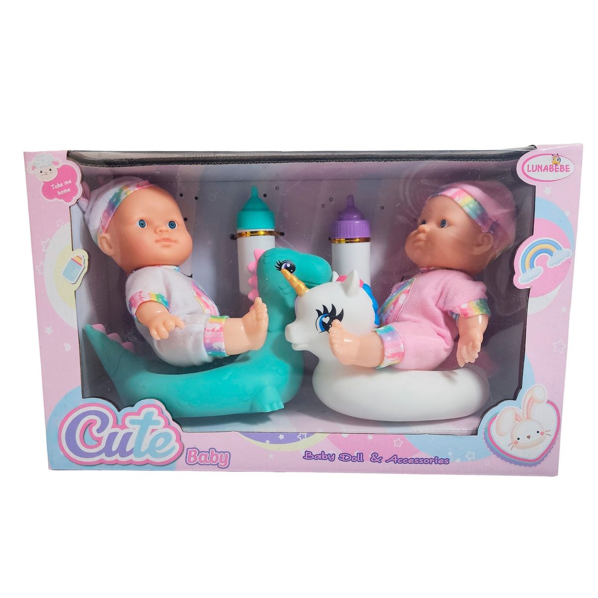 GENERICO - Muñeco Bebe Duo Unicornio Con Flotadores De Unicornio