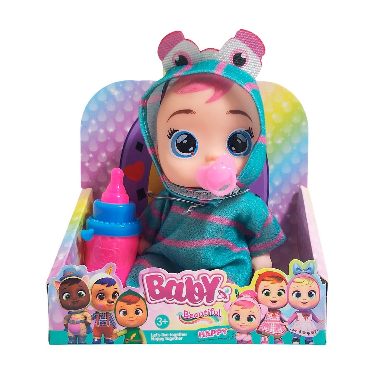 GENERICO - Muñeca Mini Pijama Colores + Chupo Y Tetero Juguete Niñas