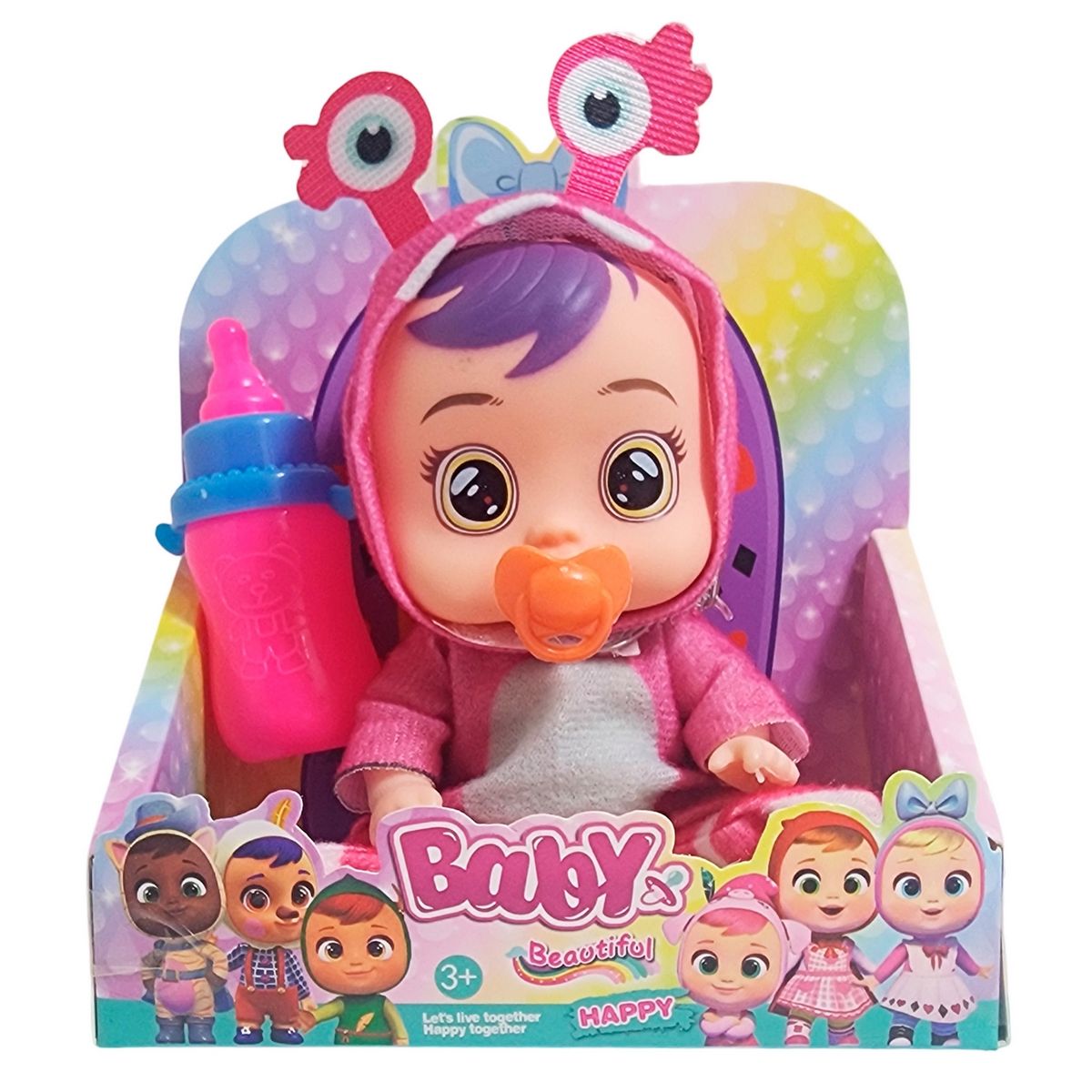 GENERICO - Muñeca Mini Pijama Colores + Chupo Y Tetero Juguete Niñas