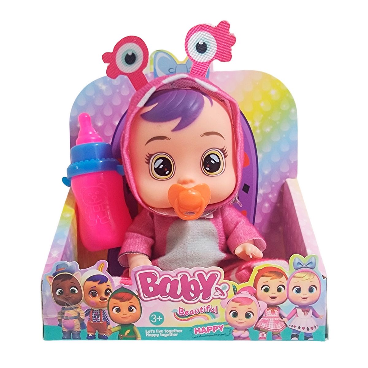 GENERICO - Muñeca Mini Pijama Colores + Chupo Y Tetero Juguete Niñas