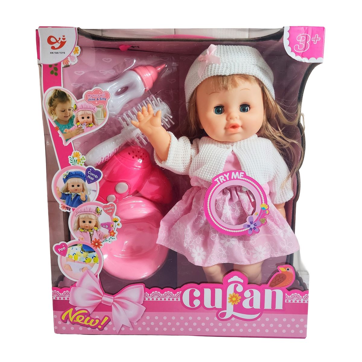 GENERICO - Muñeca Bebe Realista Con Tetero Secador De Juguete Niñas