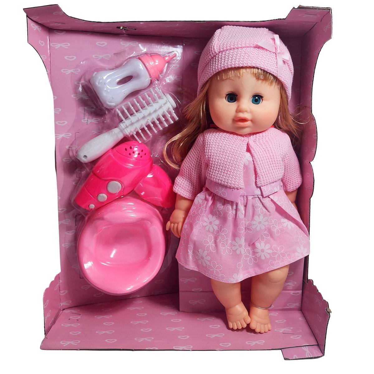GENERICO - Muñeca Bebe Realista Con Tetero Secador De Juguete Niñas