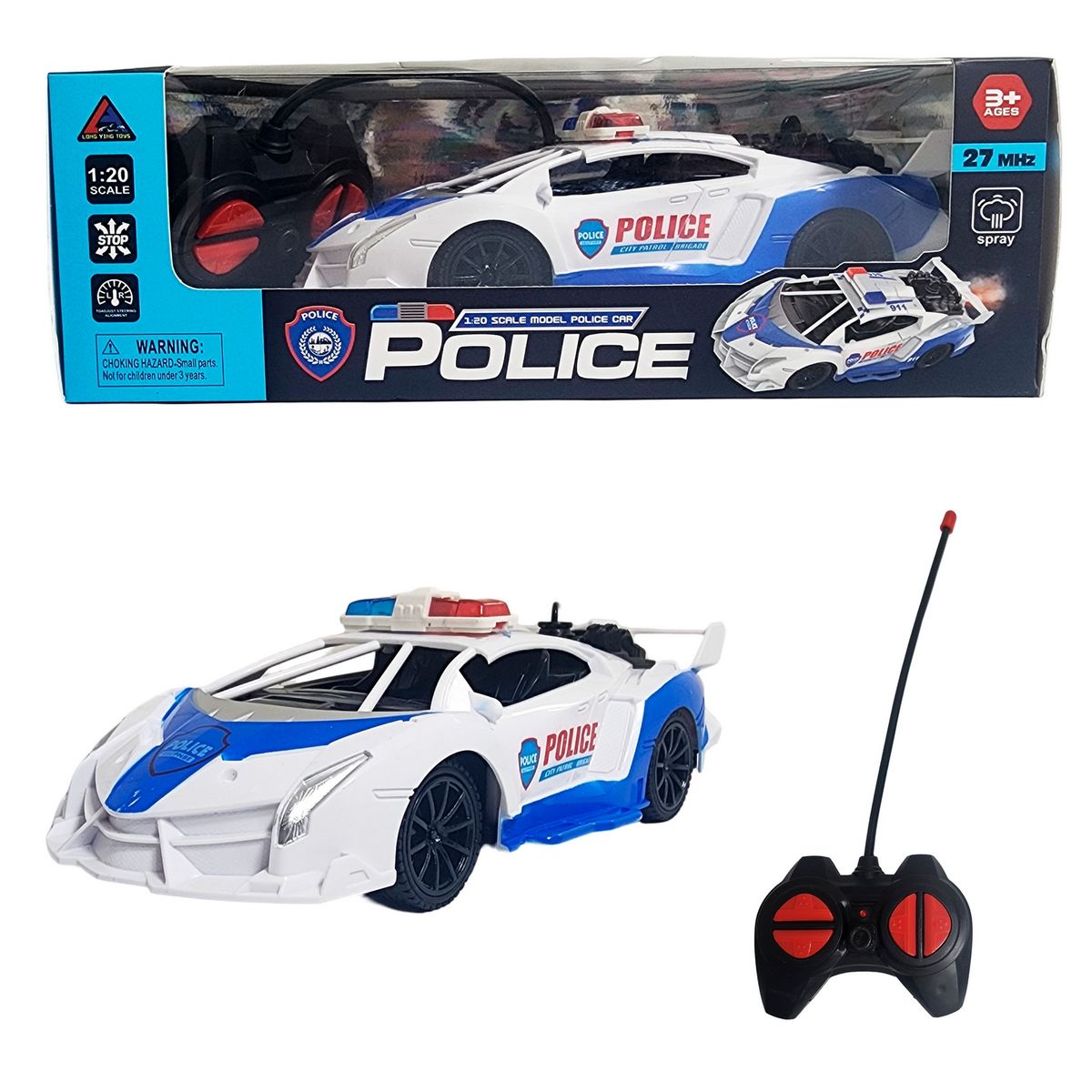 GENERICO - Carro Policia Deportivo Policia Sport Recargable Control