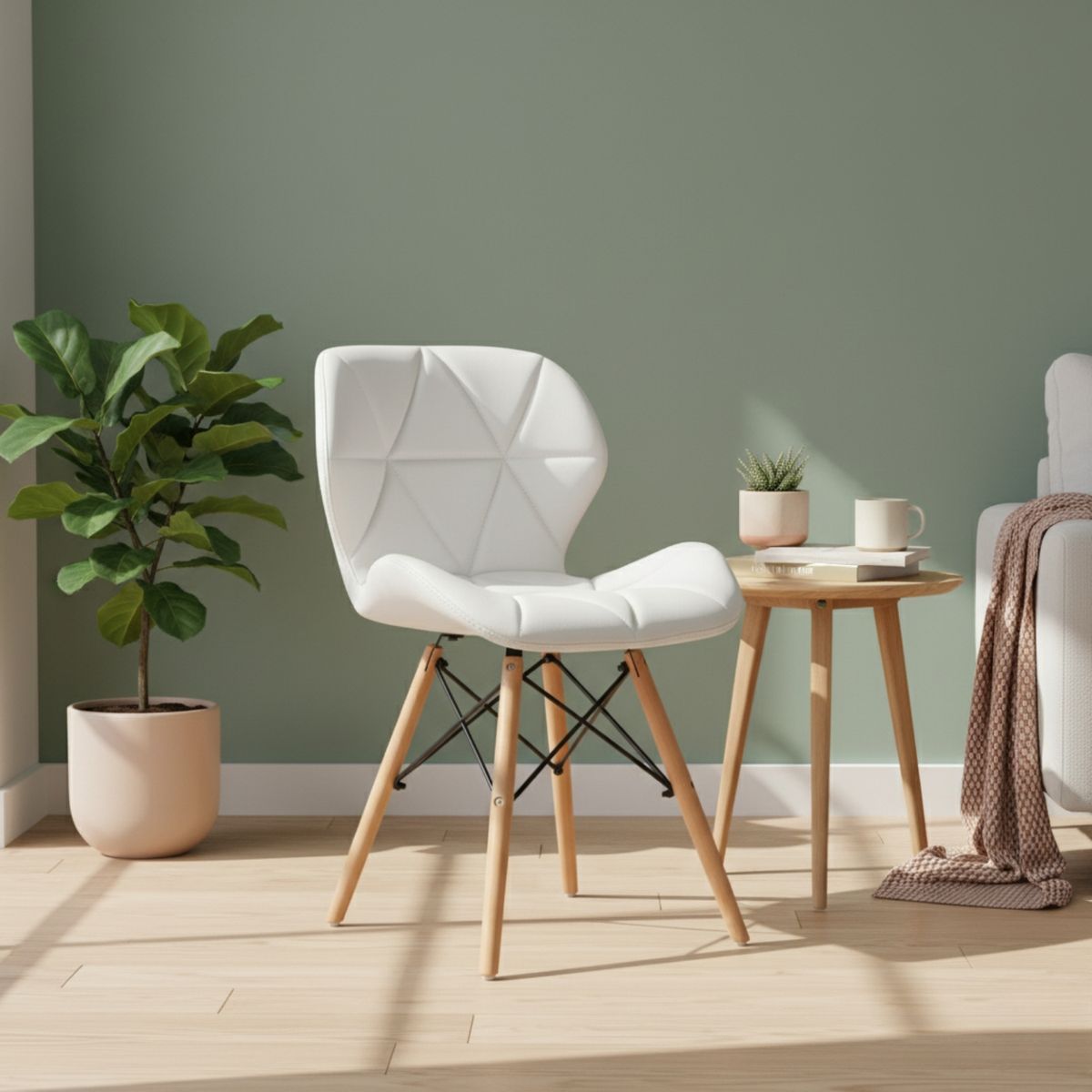 ENTRE NOS HOME - Silla Comedor Mariposa Blanca Acolchada Diseño Eames Nórdico