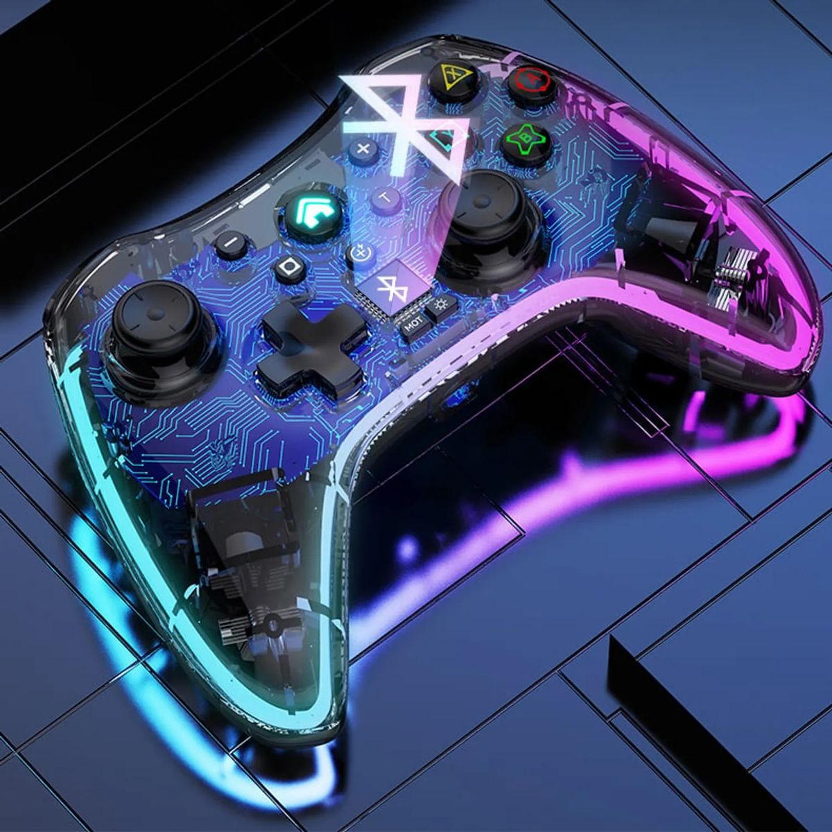 AMERICAN GENERICS - Control Inalámbrico LH3 Transparente  Compatible con PS4 Celular y PC