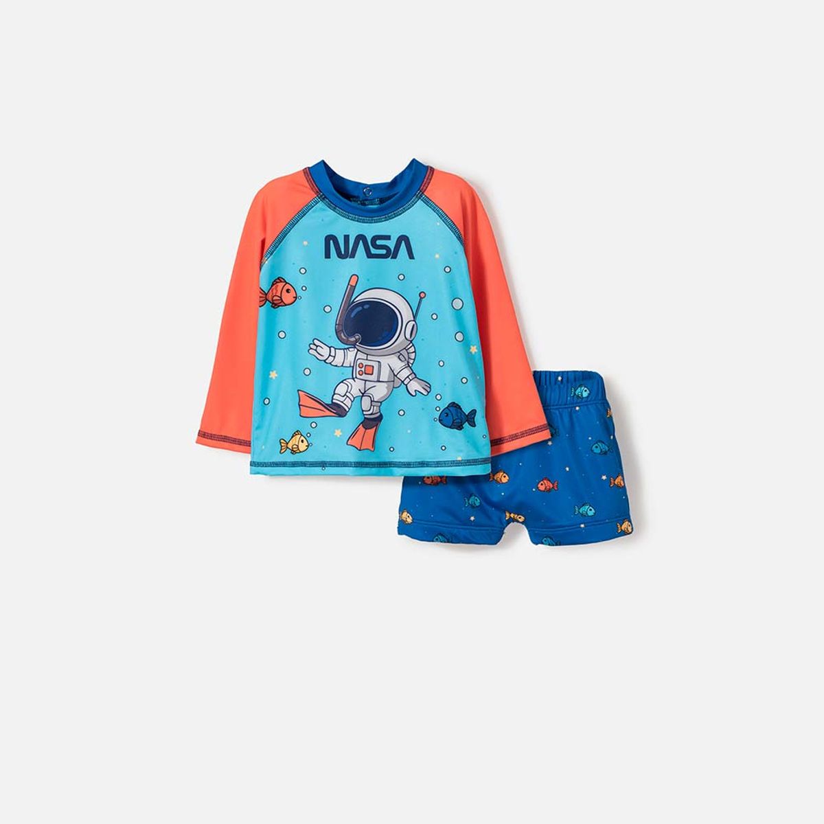 NASA - Conjunto de baño de la Nasa azul y naranja para bebé niño