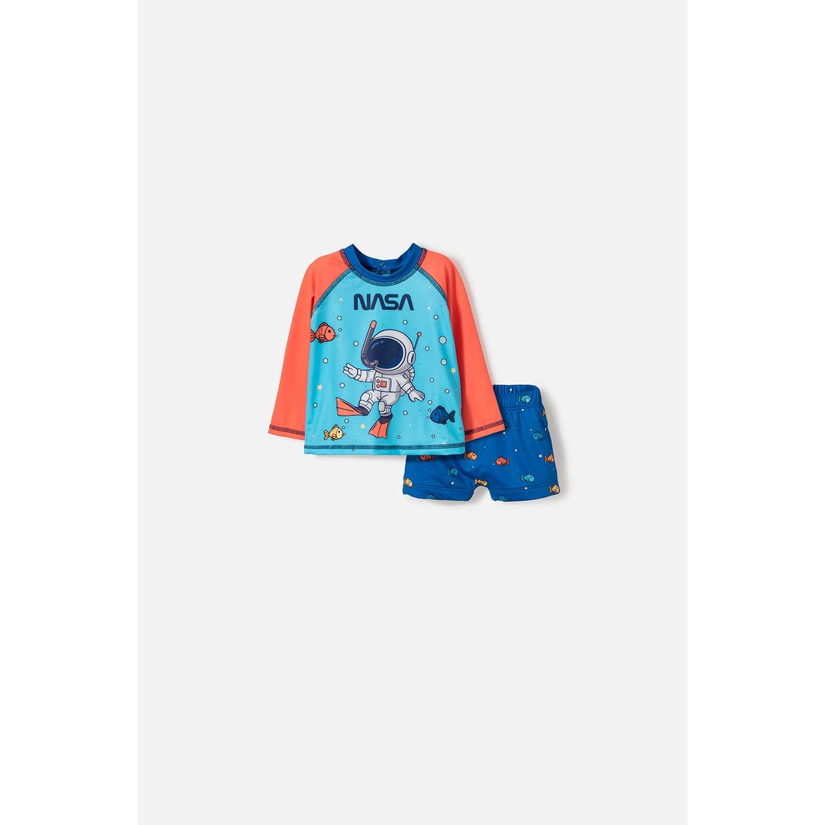 NASA - Conjunto de baño de la Nasa azul y naranja para bebé niño